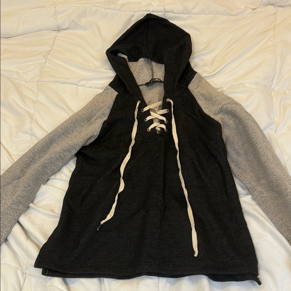 COA Black and Gray Textured Hoodie